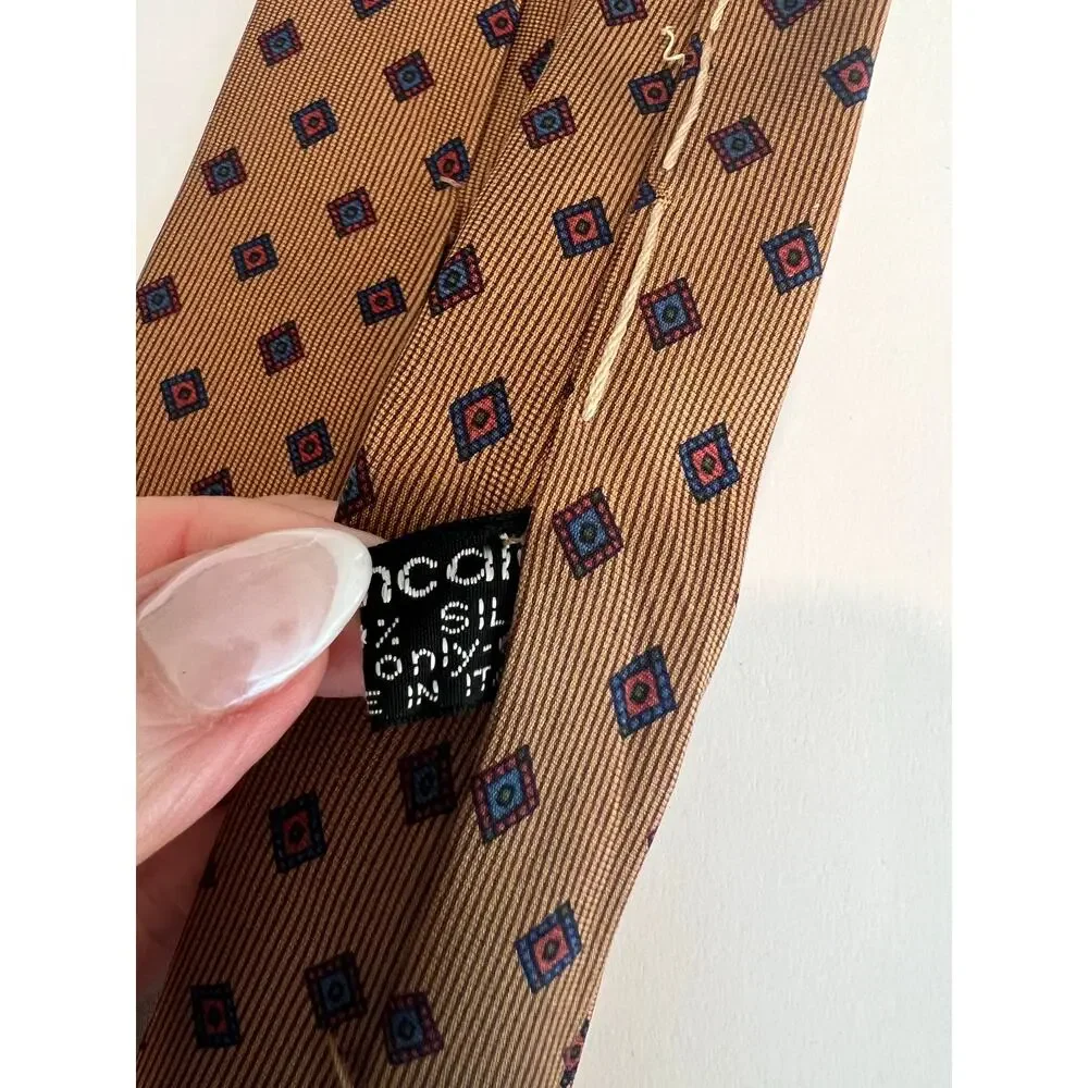 Pancaldi Prestige Made in Italy Men’s Silk Neck Tie Gold Blue SG